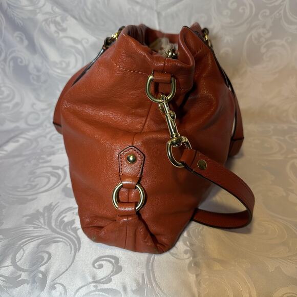 Coach Ashley Carryal Leather Satchel Bag Burnt Orange Shoulder Tote Purse - Picture 5 of 11
